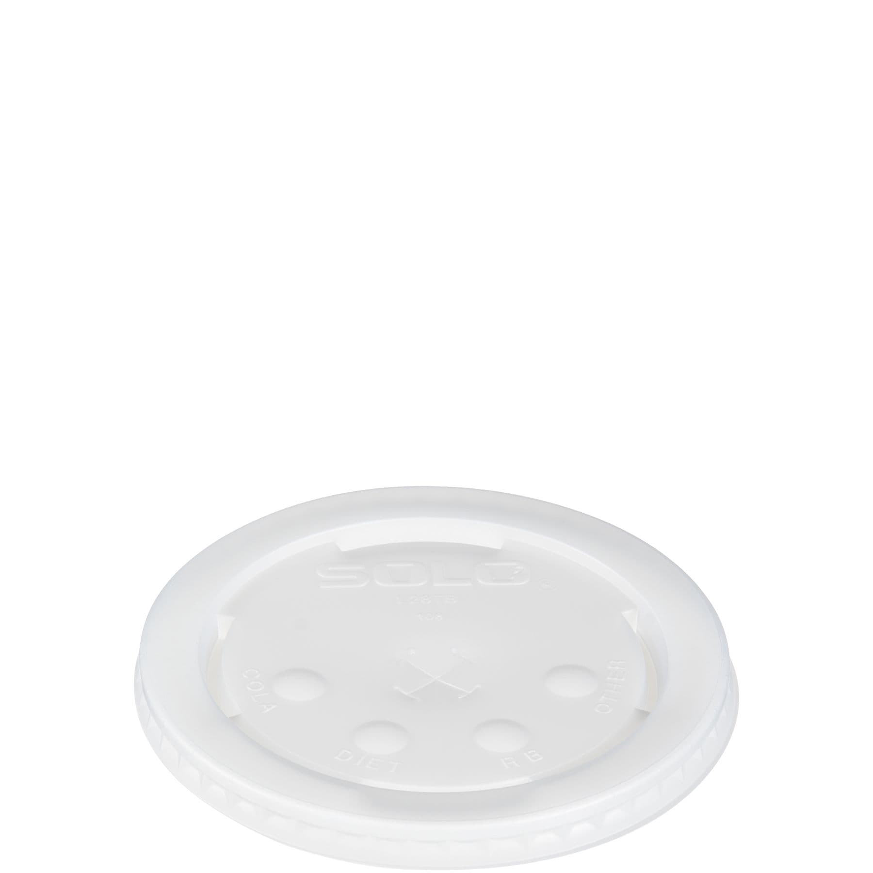 Solo® Lid Flat 4.2X0.329 IN HIPS Translucent For 28-32 OZ Cold Cup Identification With Hole 120 Count/Pack 8 Packs/Case