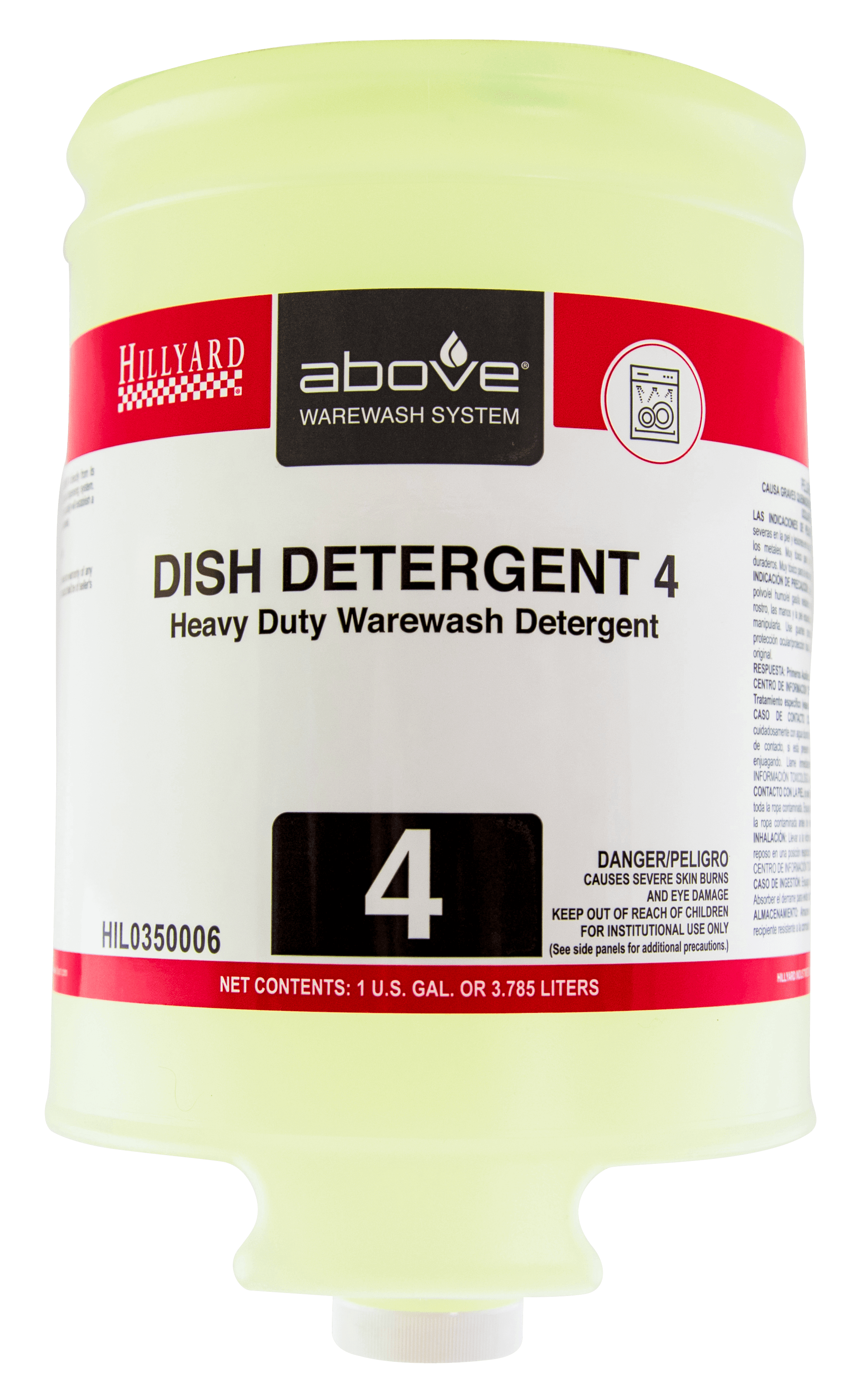 Above® 4 Slight Chlorine Dish Detergent 13.13X13.13X11 IN 1 GAL Liquid Highly Concentrated 4/Case