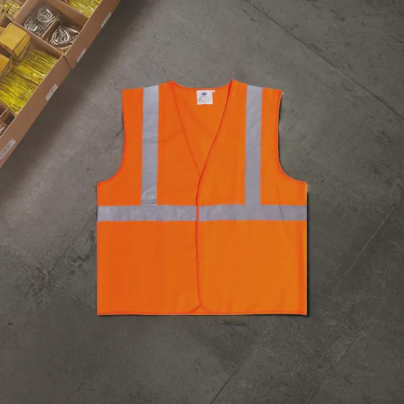 Safety Vest Medium (MED) Orange Polyester Class 2 5/Bag