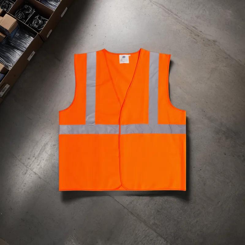 Safety Vest Medium (MED) Orange Polyester Class 2 5/Bag