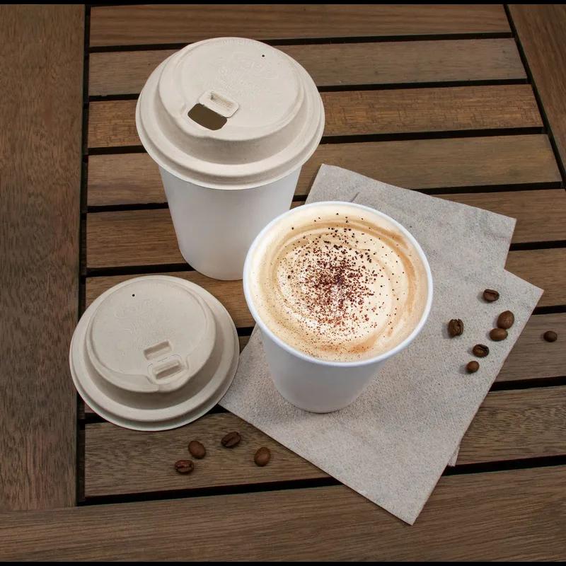 Solo® Travelock™ Lid Fiber Blend Natural For 10-24 OZ Hot Cup Reclosable Tab 50 Count/Bag 20 Bags/Case 1000 Count/Case