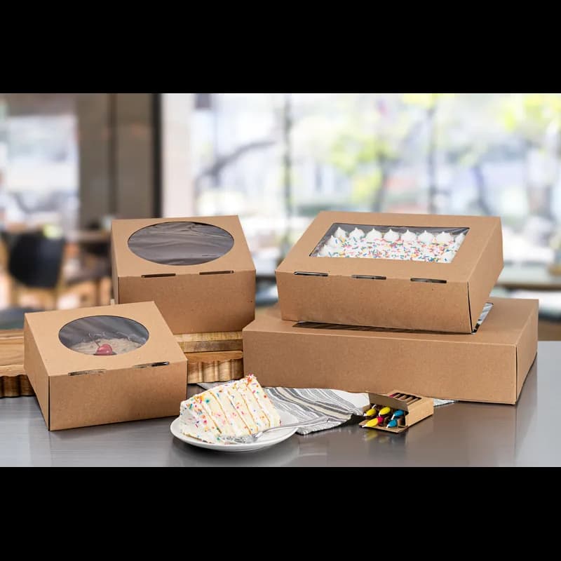 1/4 Sheet Cake Box 14X10X4 IN Kraft With Window 100/Case