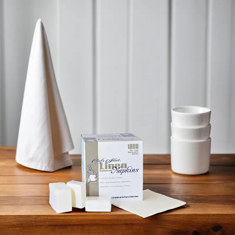 Multi-Purpose Napkins 14X14 IN White Flat Pack Linen Feel 1000/Case