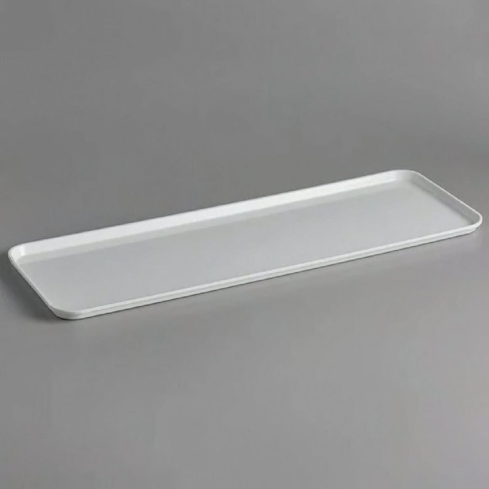 Serving Tray 10X30X0.75 IN Fiberglass White Rectangle Dishwasher Safe Stackable 1/Each