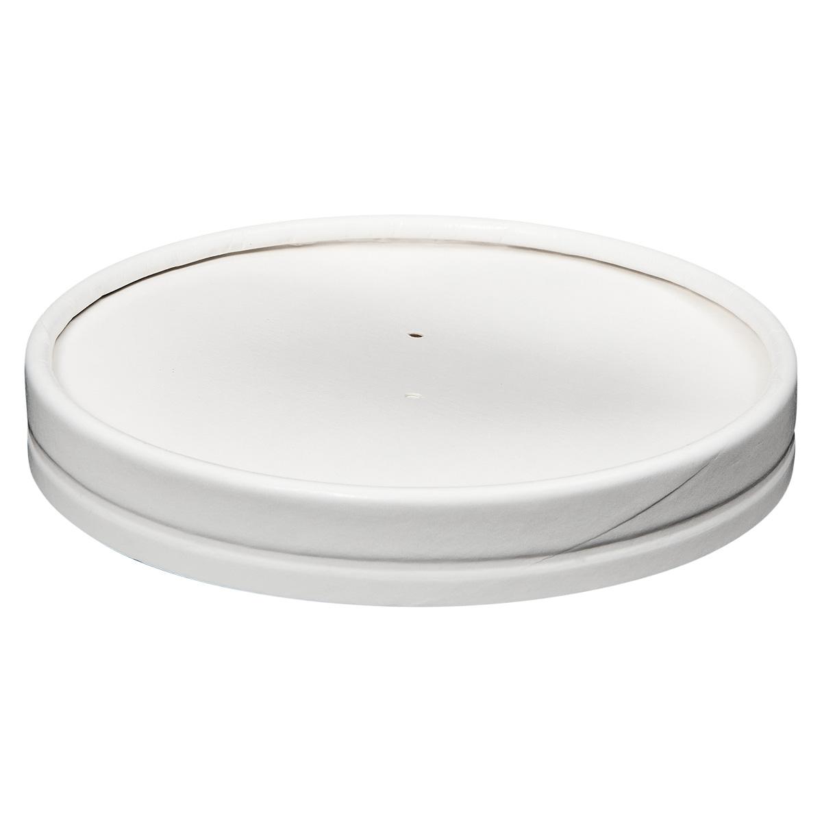 Victoria Bay Lid Flat Paperboard White Round For 16-32 OZ Squat Container Vented 500/Case