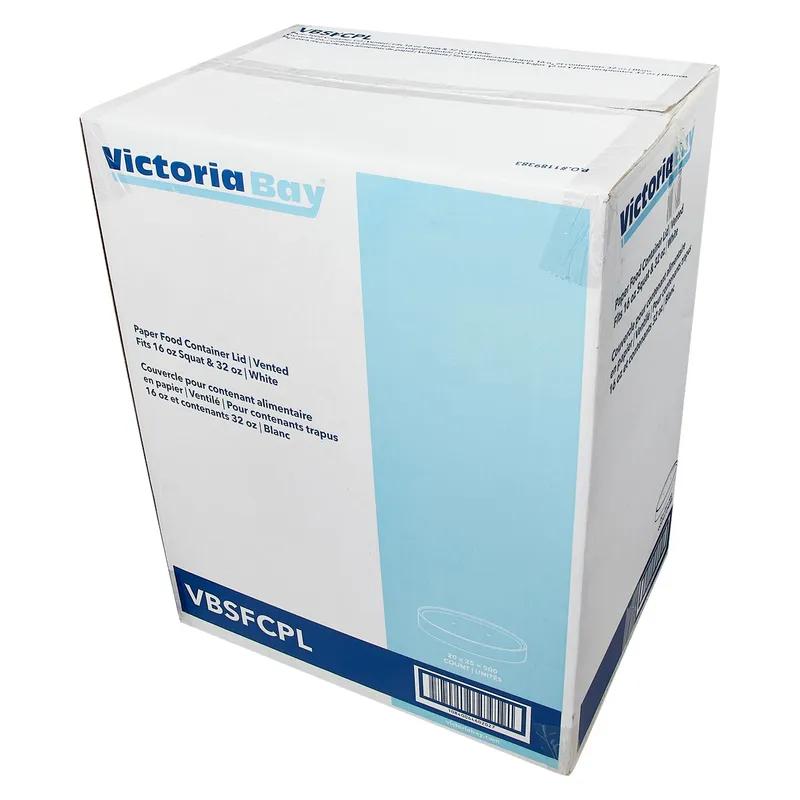 Victoria Bay Lid Flat Paperboard White Round For 16-32 OZ Squat Container Vented 500/Case