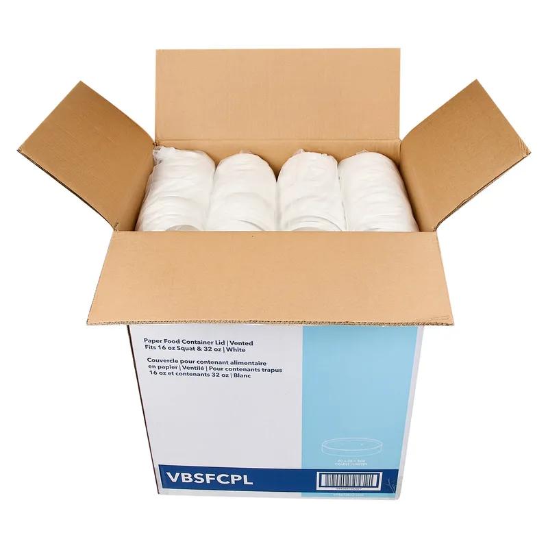Victoria Bay Lid Flat Paperboard White Round For 16-32 OZ Squat Container Vented 500/Case