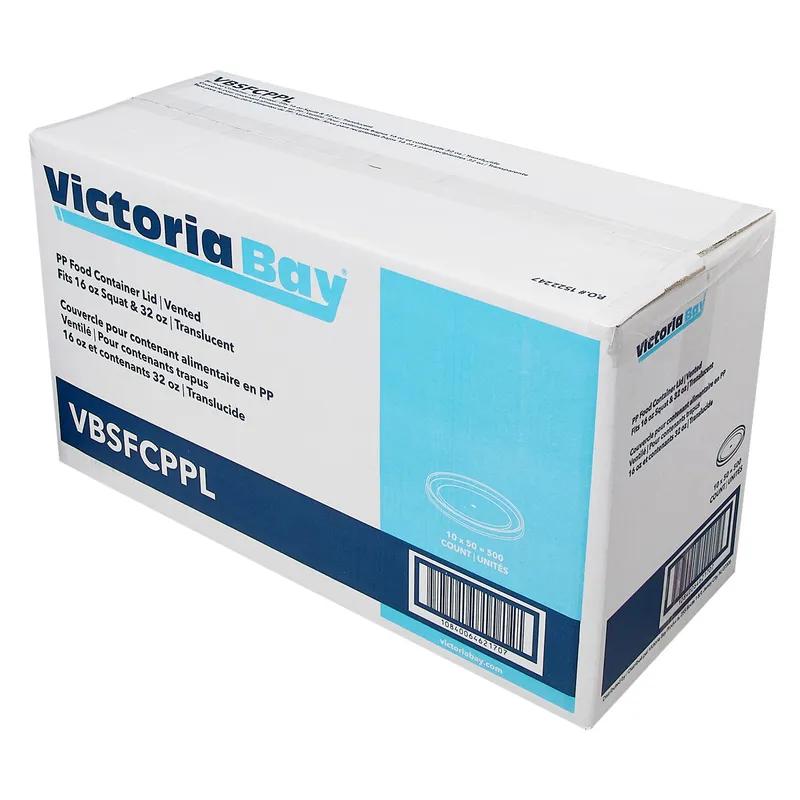 Victoria Bay Lid PP Translucent For 16-32 OZ Squat Container High Heat Vented 500/Case