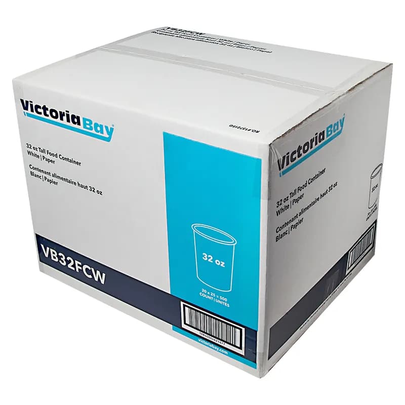 Victoria Bay Food Container Base 32 OZ Paperboard White Round Tall 500/Case