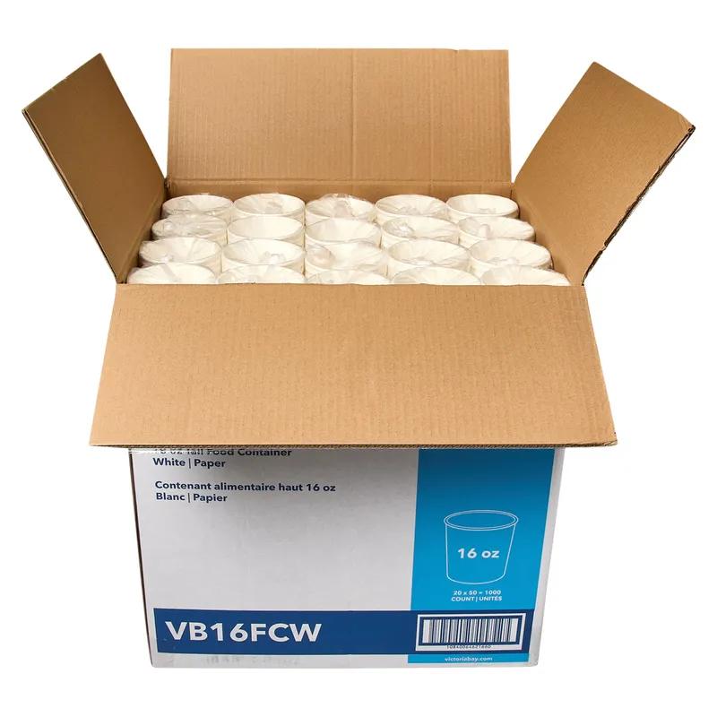 Victoria Bay Soup Food Container Base 16 OZ Paperboard White Round Tall 1000/Case
