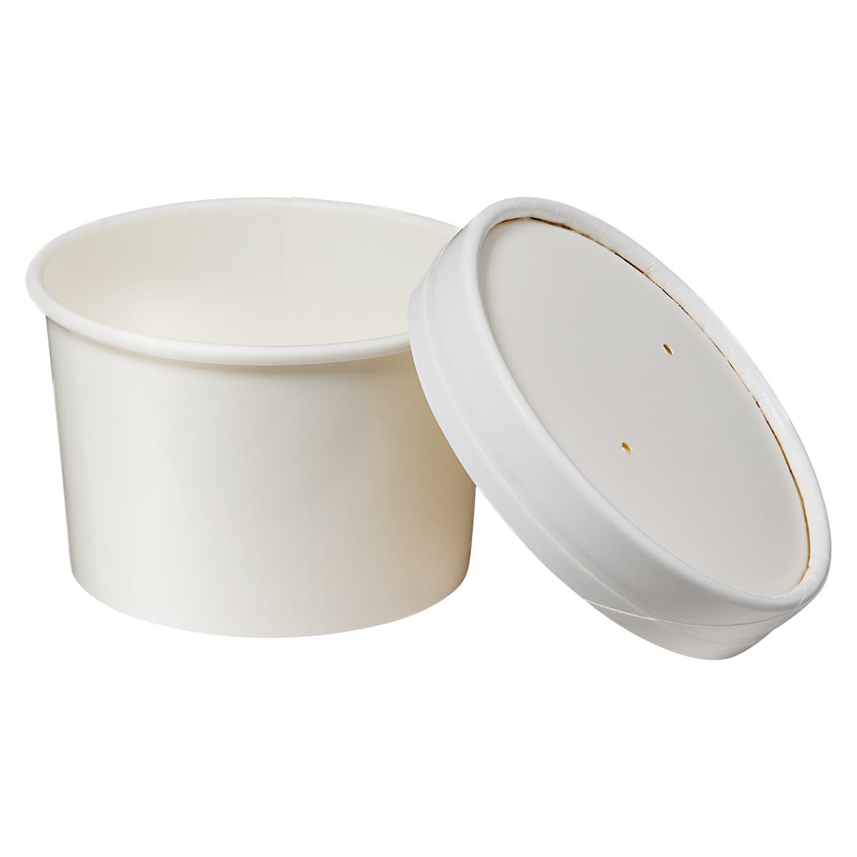 Victoria Bay Food Container Base & Lid Combo With Flat Lid 8 OZ Paperboard White Round Vented 250/Case