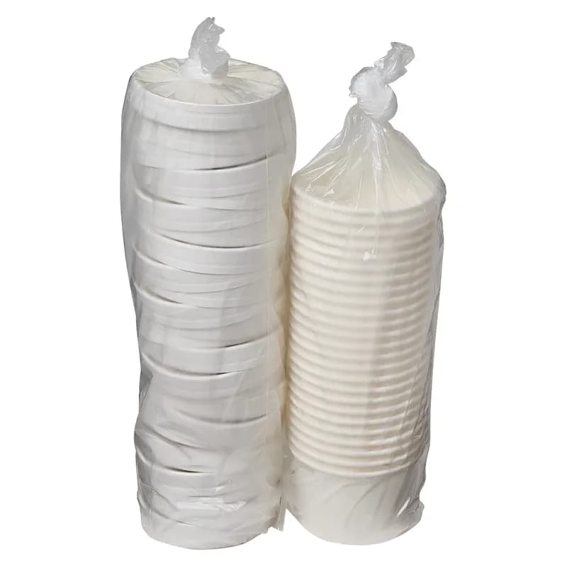 Victoria Bay Food Container Base & Lid Combo With Flat Lid 8 OZ Paperboard White Round Vented 250/Case