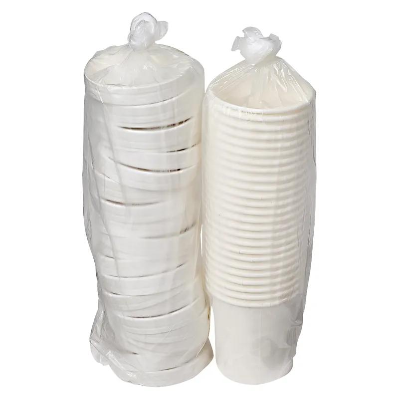 Victoria Bay Food Container Base & Lid Combo With Flat Lid 16 OZ Paperboard White Round Vented 250/Case