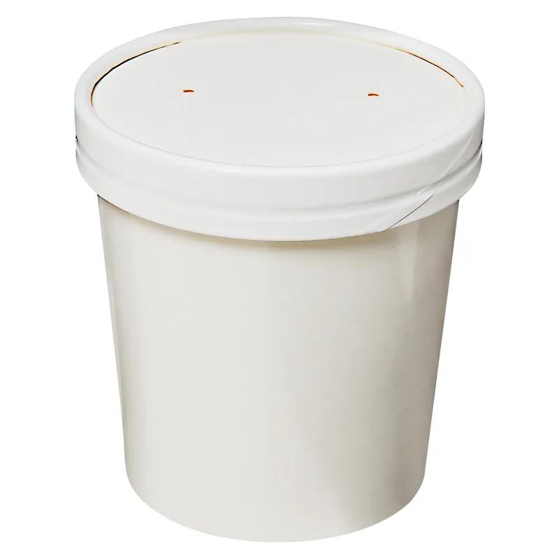 Victoria Bay Food Container Base & Lid Combo With Flat Lid 16 OZ Paperboard White Round Vented 250/Case