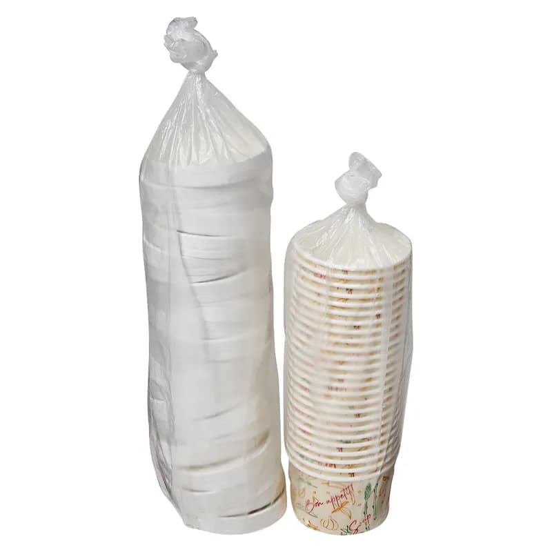 Victoria Bay Food Container Base & Lid Combo 8 OZ Paperboard Tasty Design Round Vented 250/Case