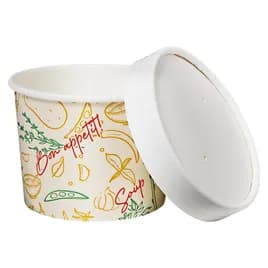 Victoria Bay Food Container Base & Lid Combo 12 OZ Paper Tasty Design Round 250/Case