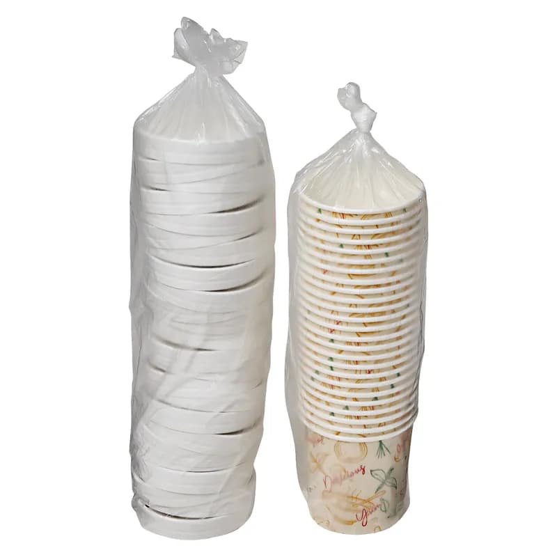 Victoria Bay Food Container Base & Lid Combo 16 OZ Paperboard Multicolor Tasty Design Round Tall Vented 250/Case