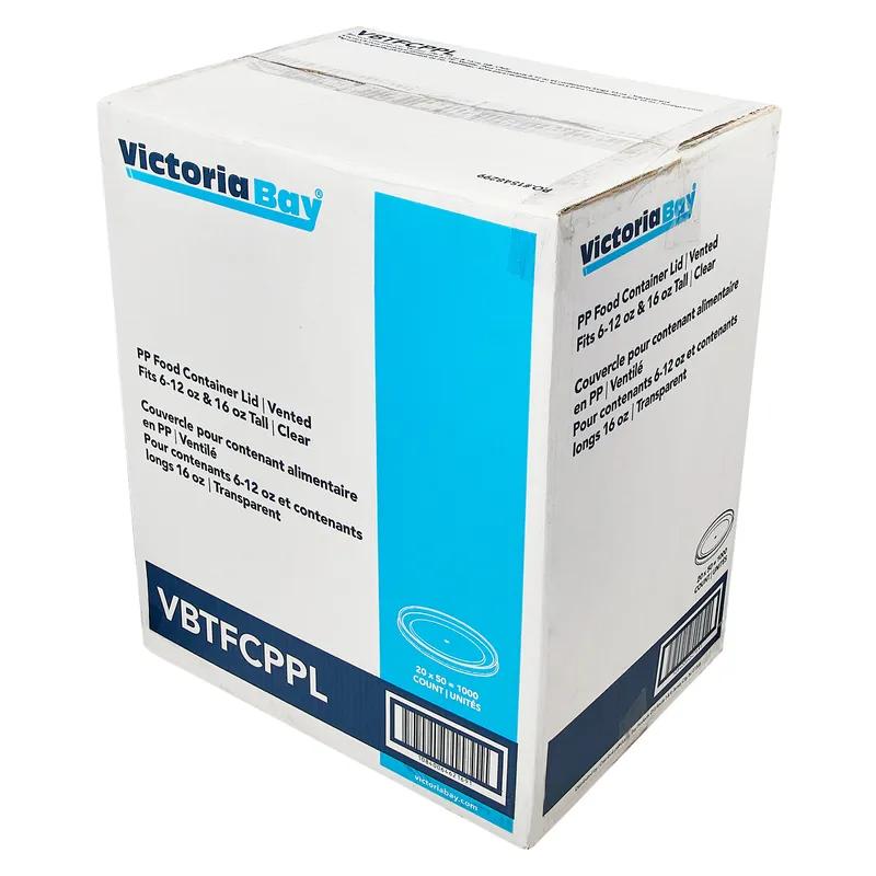 Victoria Bay Lid Flat PP Clear Round For 6-16 OZ Tall Container Vented 1000/Case