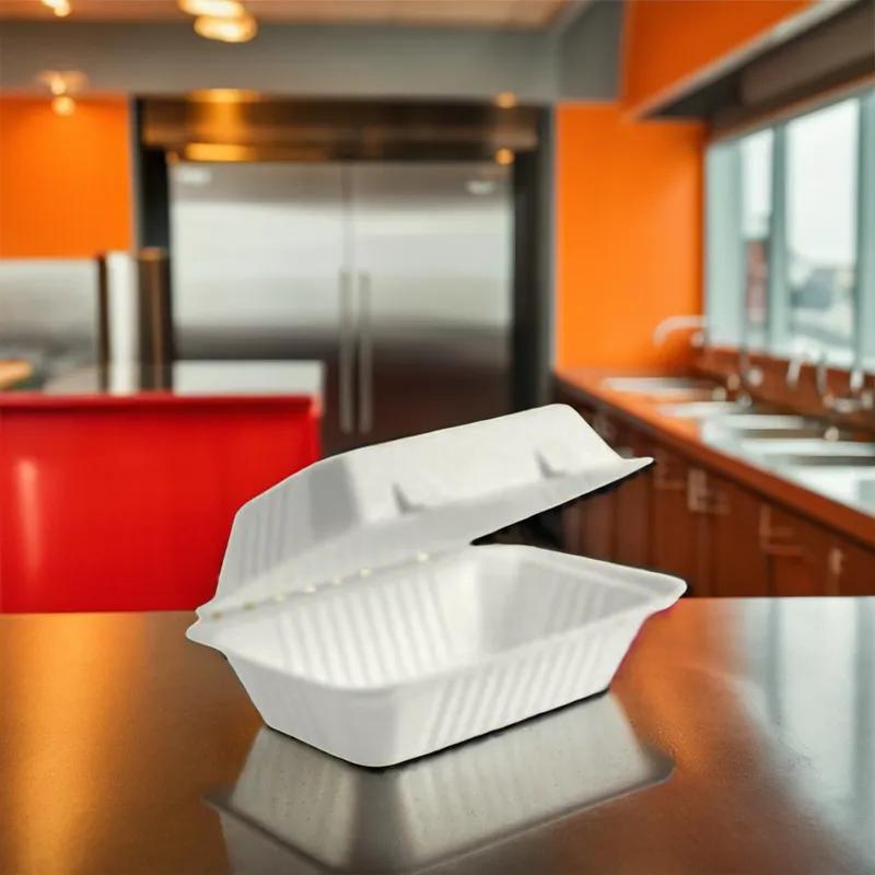 Victoria Bay Take-Out Container Hinged 9X6X3 IN Fiber White Rectangle 250/Case