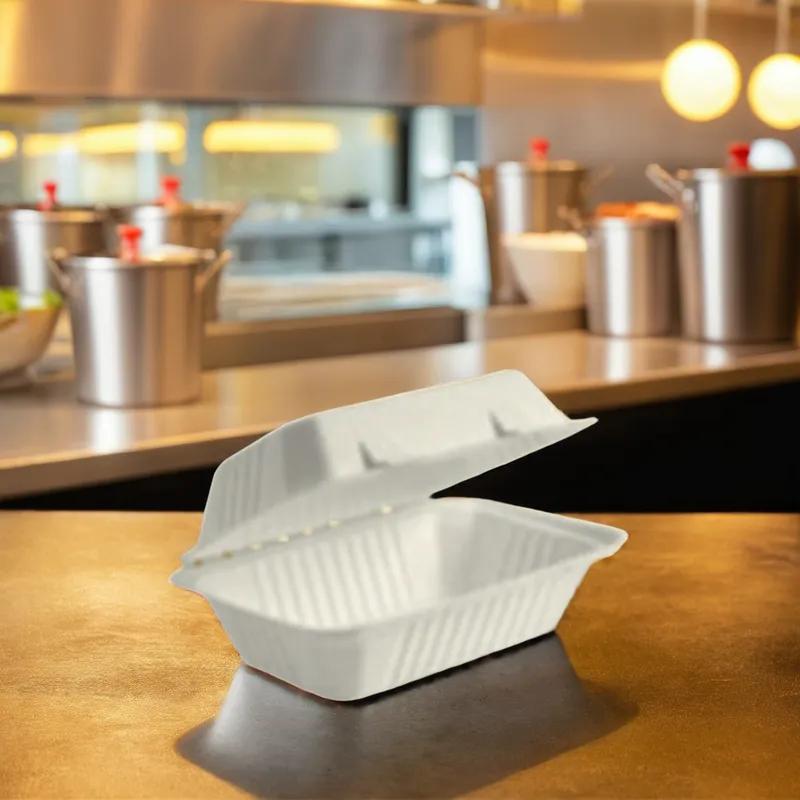 Victoria Bay Take-Out Container Hinged 9X6X3 IN Fiber White Rectangle 250/Case