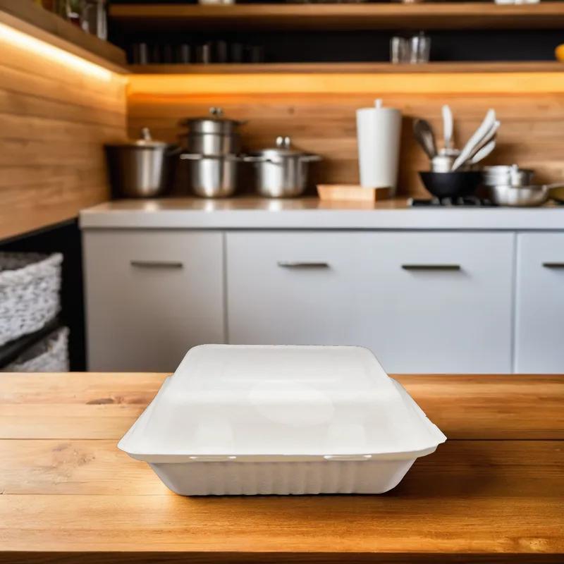 Victoria Bay Take-Out Container Hinged 9X9X3 IN Pulp Fiber White Square 200/Case