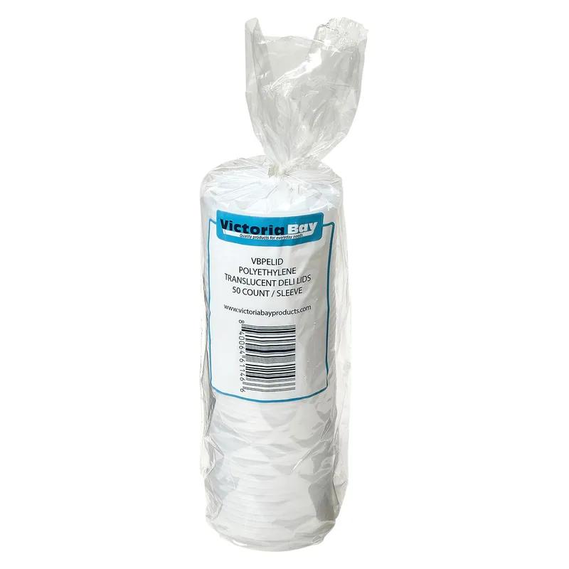 Victoria Bay Lid Flat 4.7X0.3 IN LDPE Clear Round For 6-8-12-16-24-32 OZ Deli Container Flush Fill 500/Case
