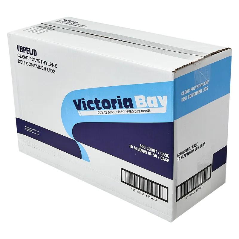 Victoria Bay Lid Flat 4.7X0.3 IN LDPE Clear Round For 6-8-12-16-24-32 OZ Deli Container Flush Fill 500/Case