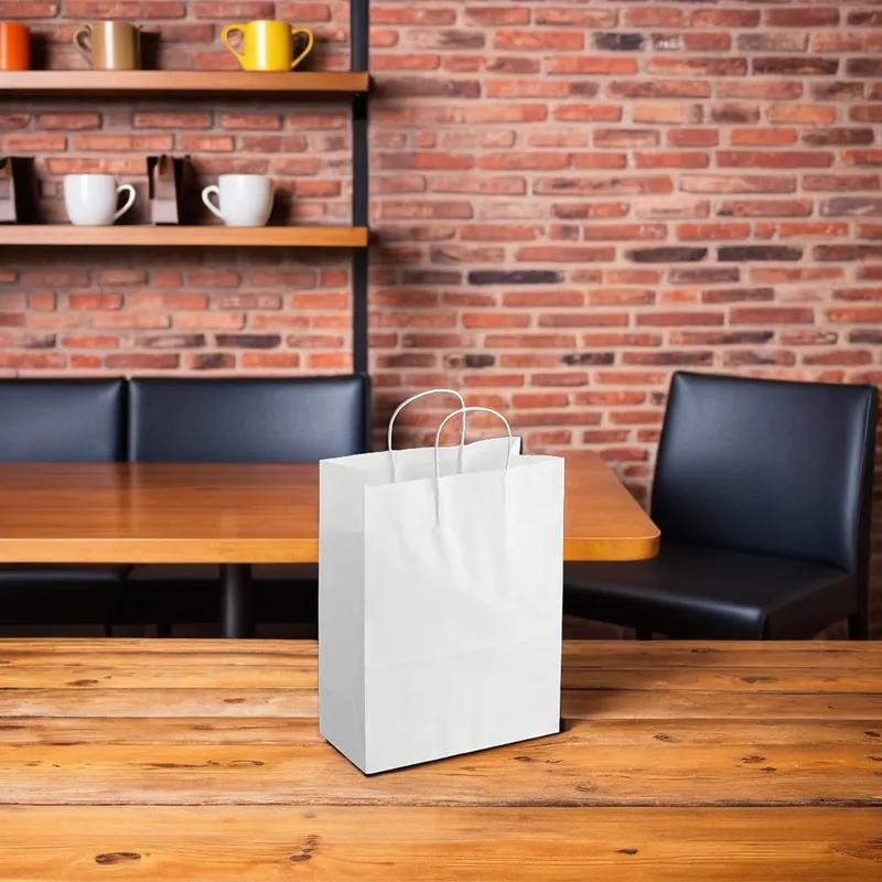 Bag 10X6.75X13.5 IN Paper White With Handle 250/Case