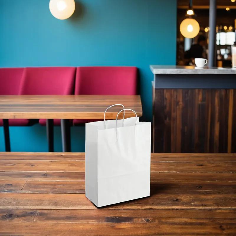 Bag 10X6.75X13.5 IN Paper White With Handle 250/Case
