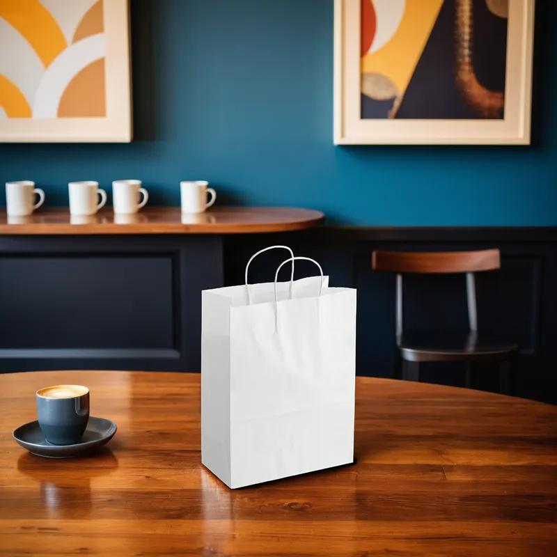 Bag 10X6.75X13.5 IN Paper White With Handle 250/Case