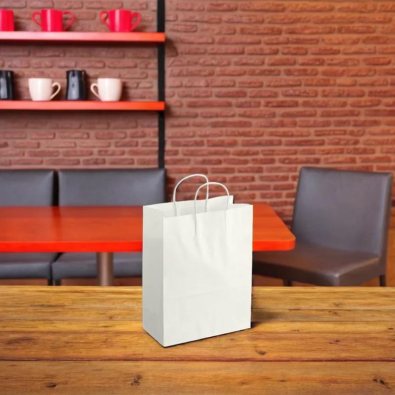 Bag 10X6.75X13.5 IN Paper White With Handle 250/Case