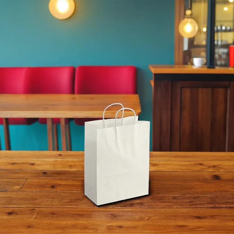 Bag 10X6.75X13.5 IN Paper White With Handle 250/Case