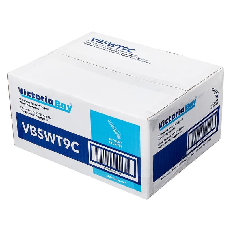 Victoria Bay Tongs 9 IN PS Clear Individually Wrapped 48/Case