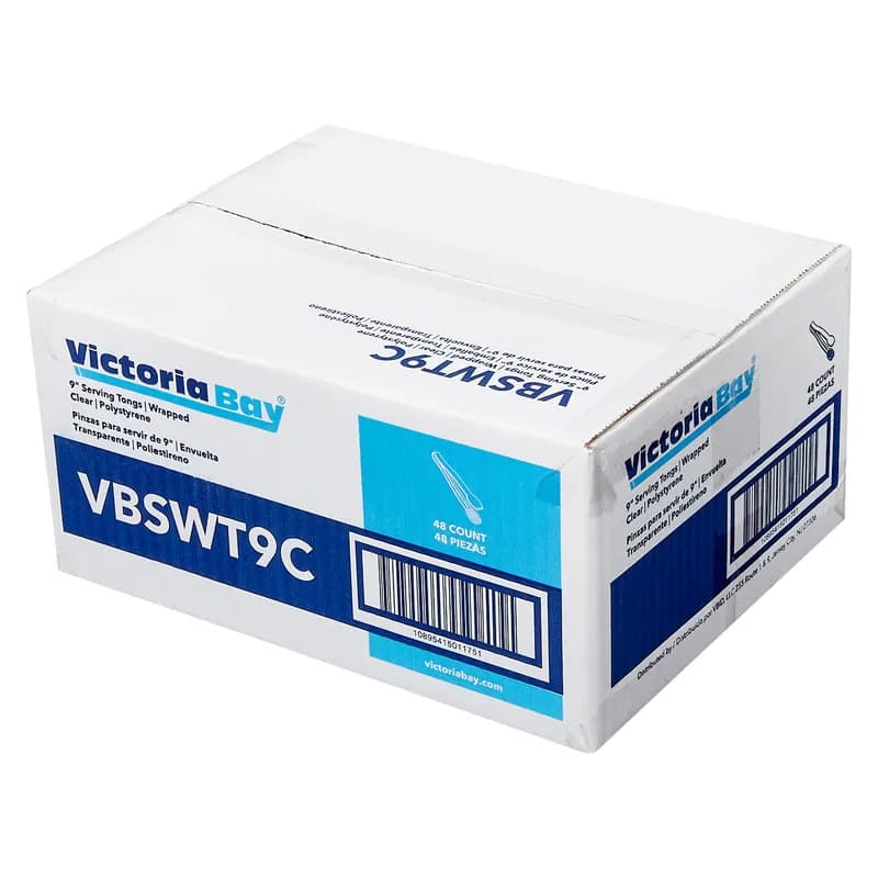 Victoria Bay Tongs 9 IN PS Clear Individually Wrapped 48/Case