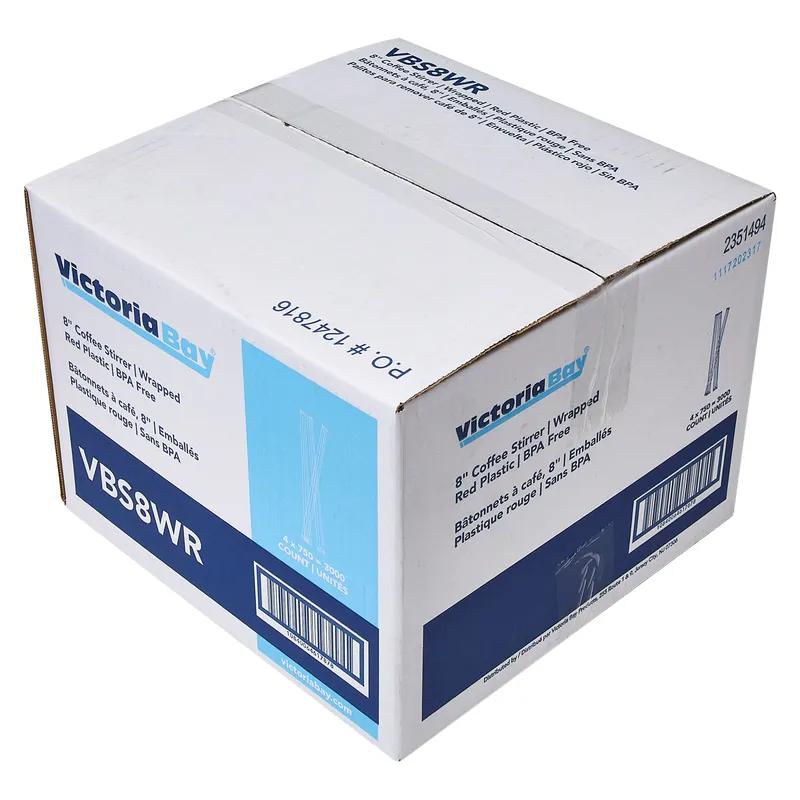 Victoria Bay Stirrer 8 IN Plastic Red Wrapped Hollow 3000/Case