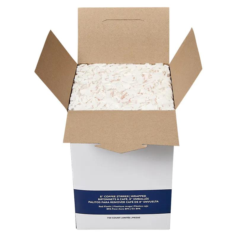 Victoria Bay Stirrer 8 IN Plastic Red Wrapped Hollow 3000/Case