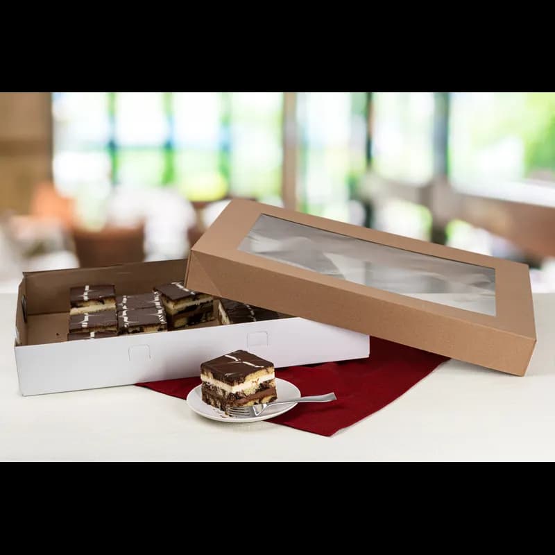 Lid 26.5X18.625X3 IN Kraft For Full Sheet Cake Bakery Container With Window 50/Case