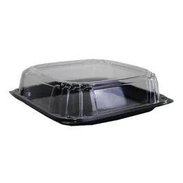 UltraStack® Take-Out Container Base & Lid Combo 12.88X12.88X3.76 IN PET Black Clear Square 25/Case