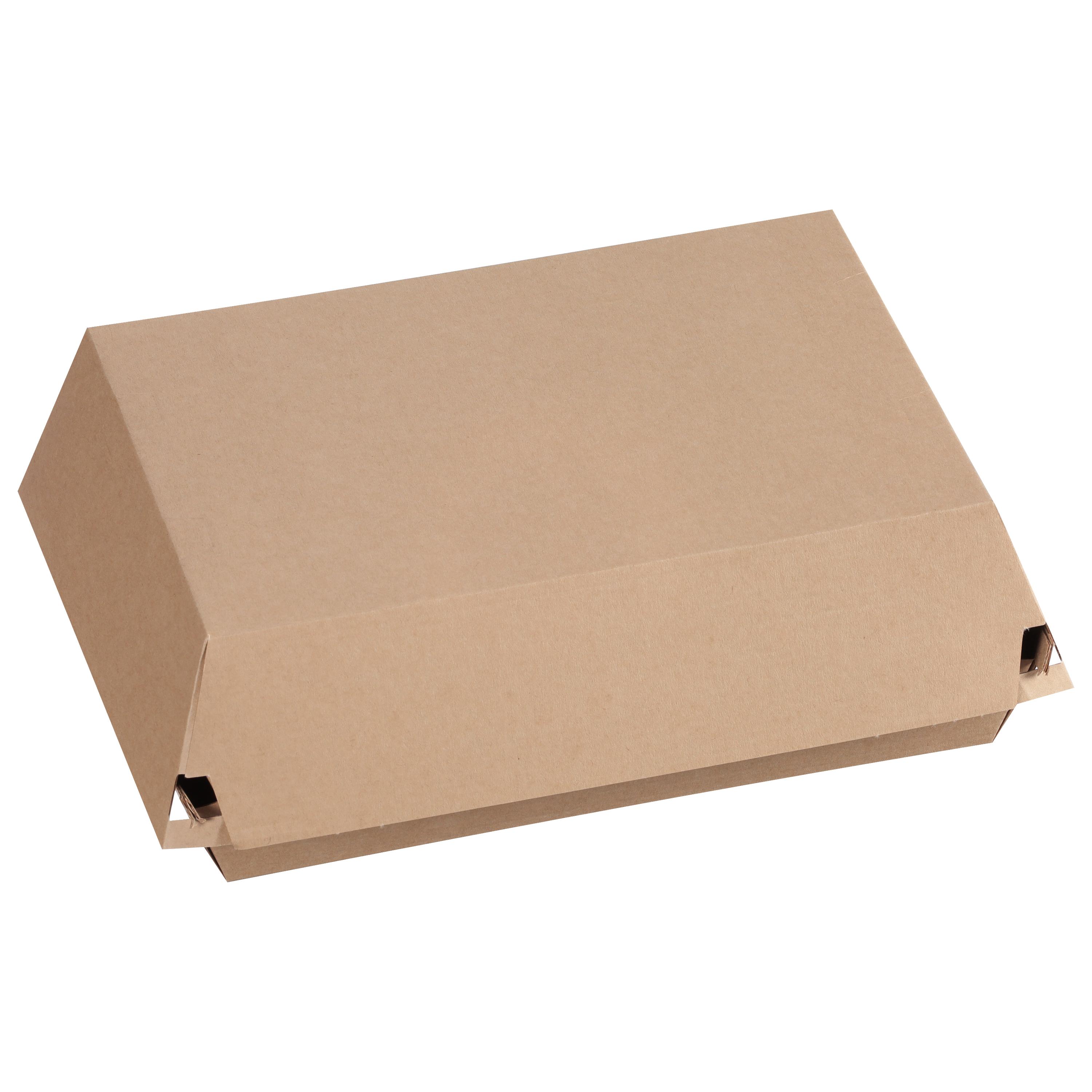 Take-Out Box Hinged With Dome Lid 9X6.50X3 IN Corrugated Cardboard Kraft Rectangle Fluted Medium 190/Case