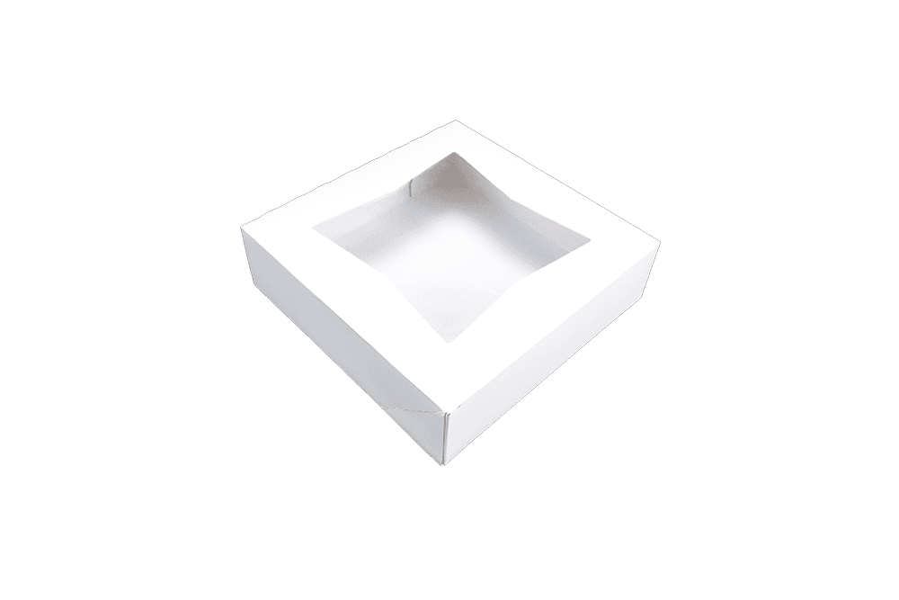 Bakery Box 9X9X2.5 IN White Auto-Lock Bottom With Window 200/Case
