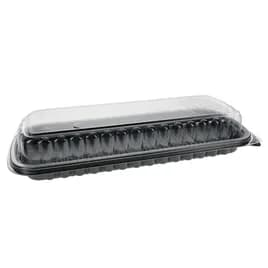 Full Slab Rib Take-Out Container Base & Lid Combo With High Dome Lid 41.9 OZ MFPP OPS Black Clear 70/Case