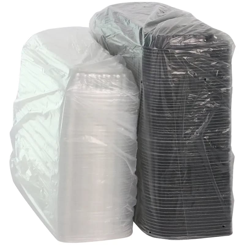 Full Slab Rib Take-Out Container Base & Lid Combo With High Dome Lid 41.9 OZ MFPP OPS Black Clear 70/Case