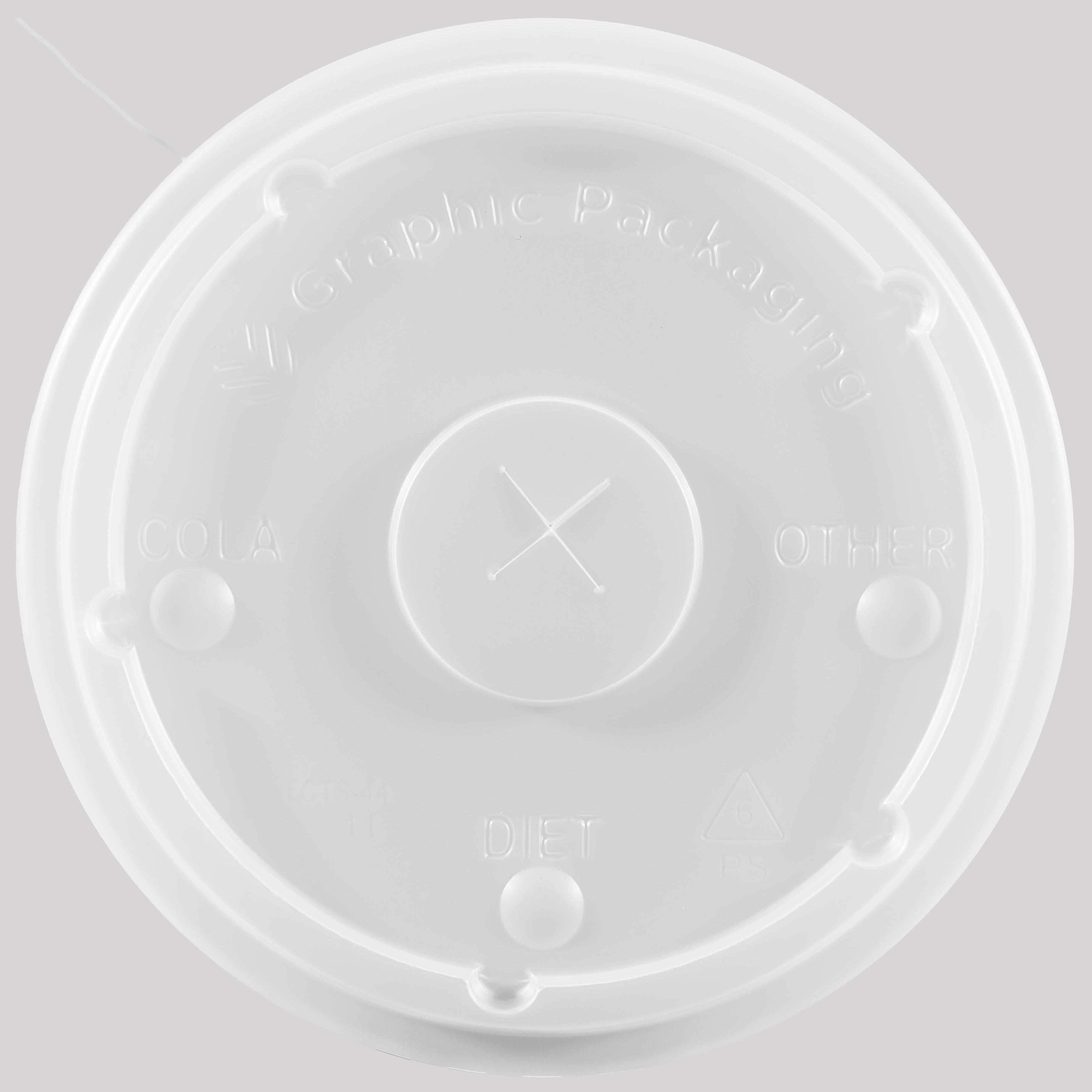 Lid Flat PS Translucent For 42-44 OZ Cold Cup With Hole Identification 1000/Case
