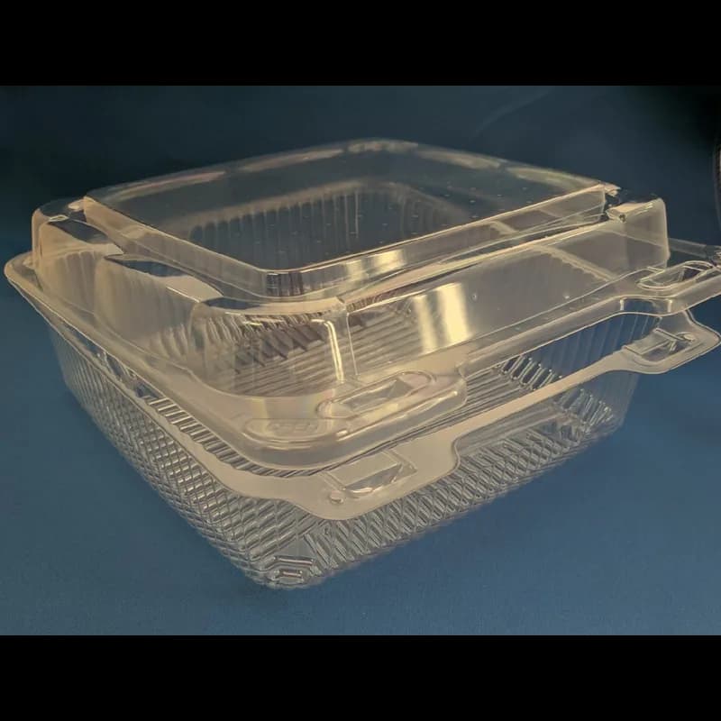 Salad Take-Out Container Hinged With Dome Lid 9.063X8.625X3.375 IN OPS Clear Rectangle 250/Case