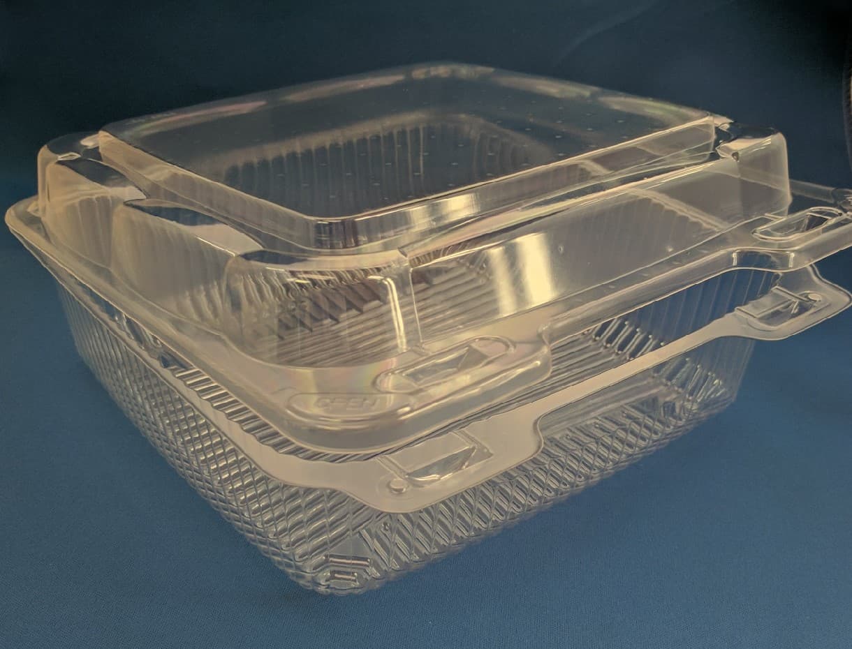 Salad Take-Out Container Hinged With Dome Lid 9.063X8.625X3.375 IN OPS Clear Rectangle 250/Case