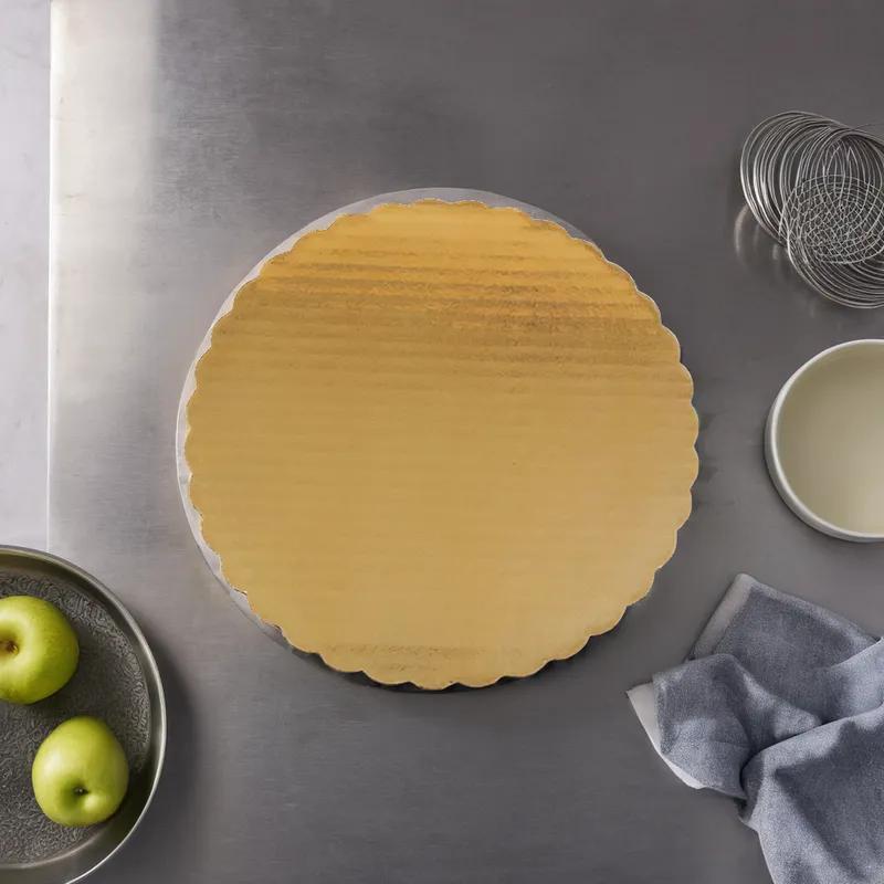 Cake Circle 10 IN Gold Scalloped 200/Case