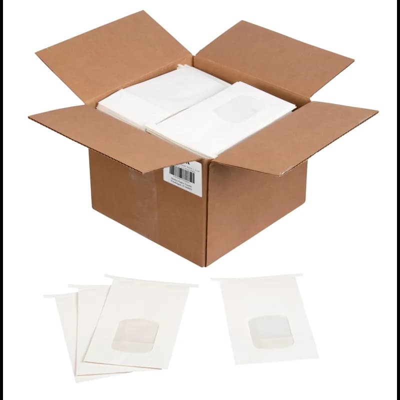 Cookie Candy Bag 6X2.75X9.5 IN Paper White Plain With Tin Ties Closure With Window 500/Case