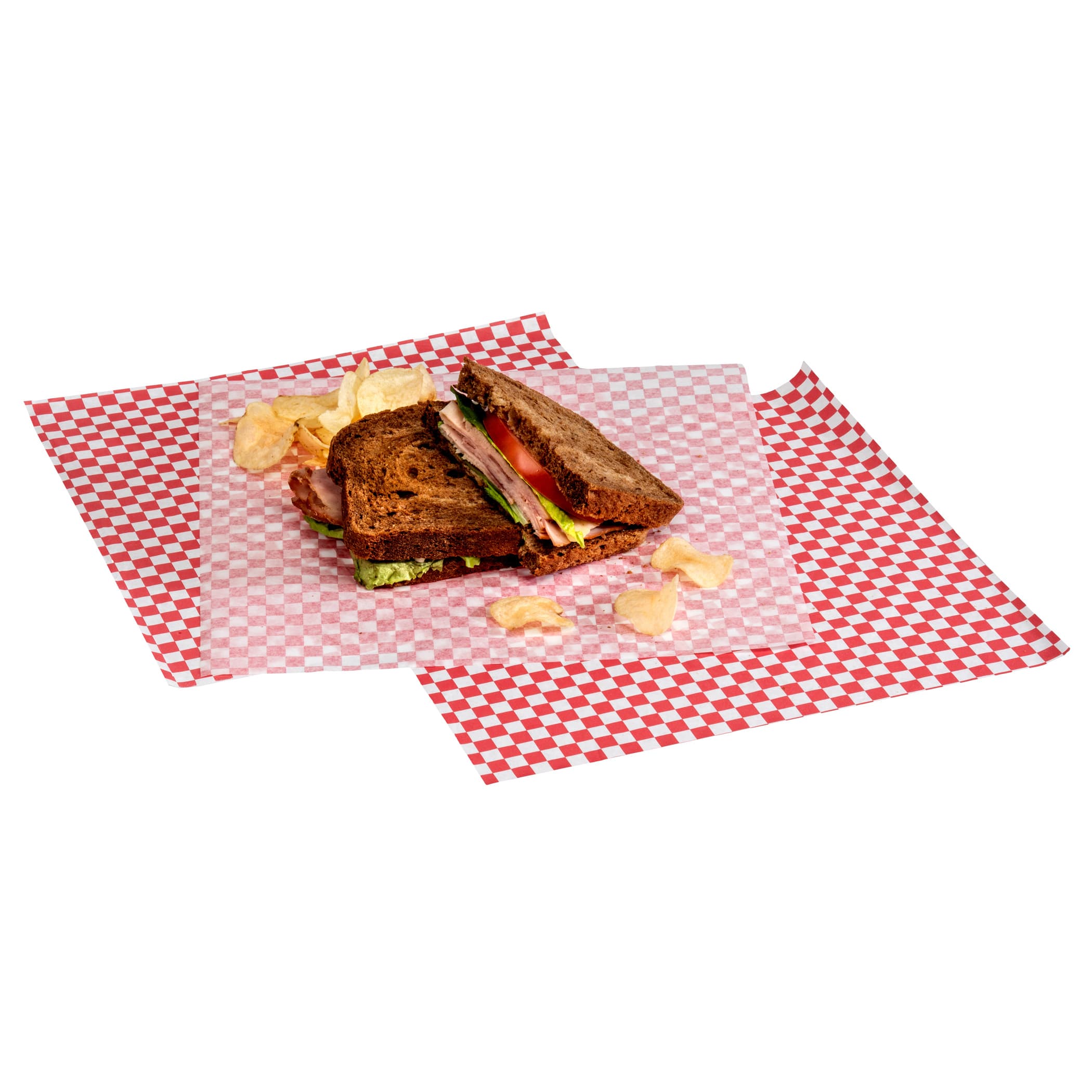 Sandwich Wrap 12X12 IN Paper White Red Check Design Grease Resistant 5000/Case