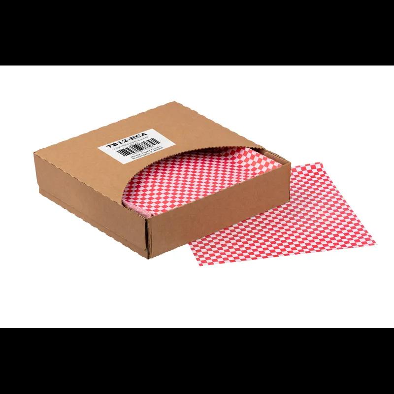 Sandwich Wrap 12X12 IN Paper White Red Check Design Grease Resistant 5000/Case