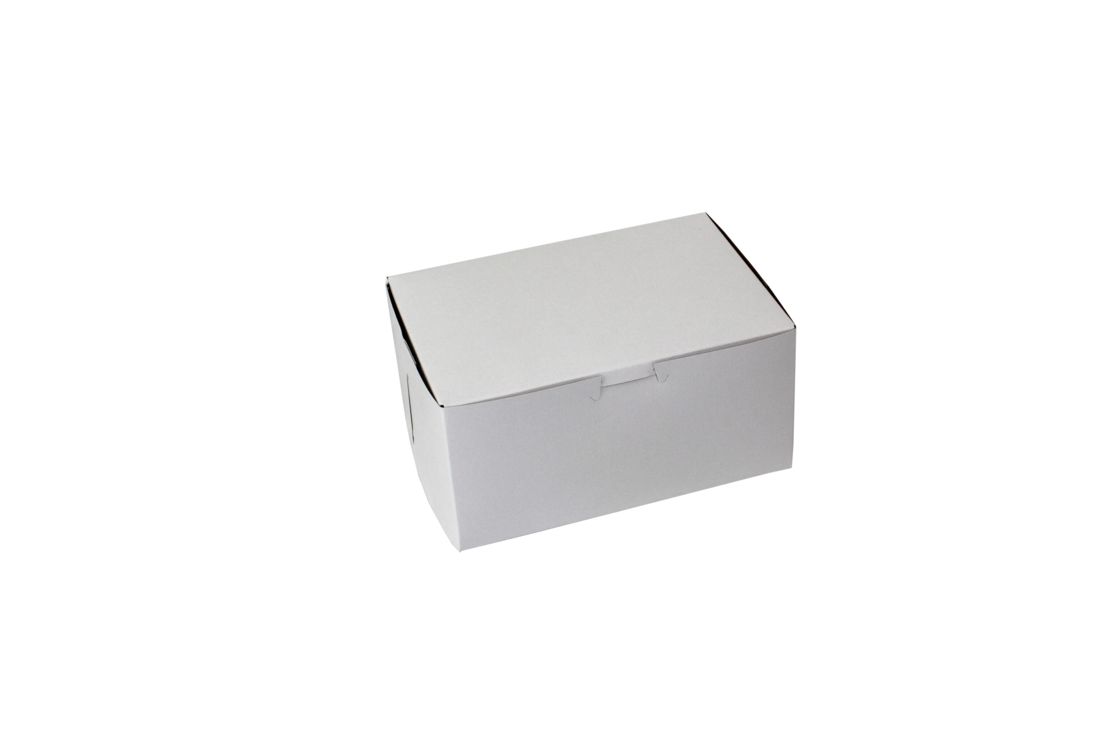 Bakery Box 8X5.5X4 IN Paperboard White Corner Lock 1-Piece 250/Case